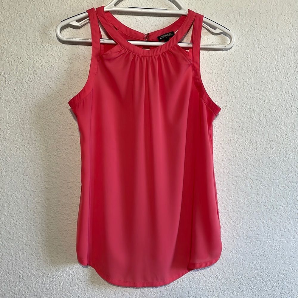Express sleeveless coral-colored blouse top, medium